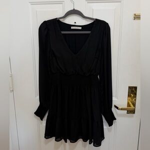 Abercrombie & Fitch Black V-Neck Long Sleeve Dress